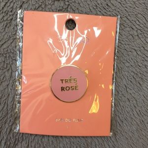 NEW Ban.do tres rose enamel pink gold pin